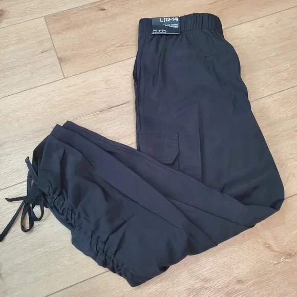 Sofia Vergara Luxe Utility Cargo Pant Size Large Black High Rise Ankle Jogger - Picture 2 of 11